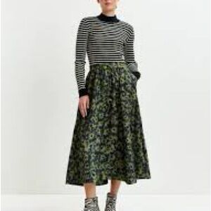 NWT nick+ Zoe A-Line Midi Skirt in Olive Green